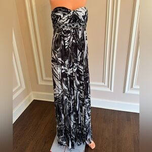 BCBGMaxAzria Strapless Beaded Black and White Gown
